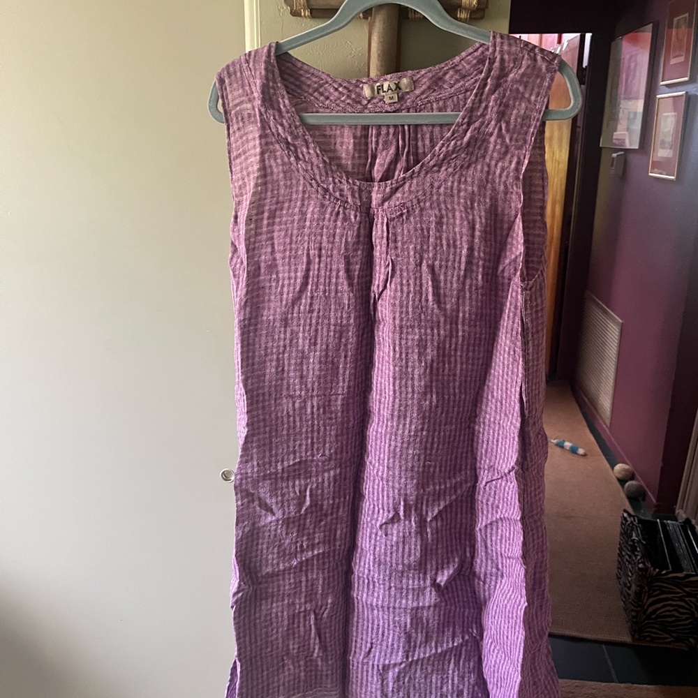 Flax by Jeanne Engelhart Sleeveless Purple Linen Dress
